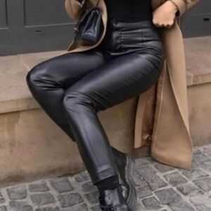 Zara Women's Black Faux Leather Skinny Pants